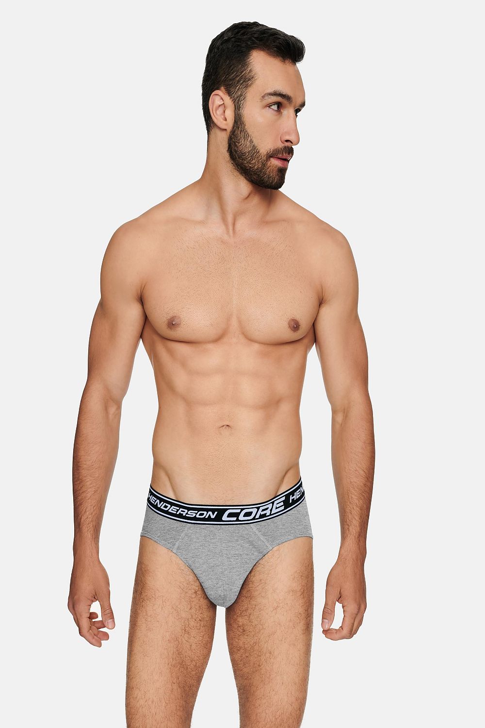 Elegantly designed Henderson Classic Cotton Briefs in a refined grey shade, showcasing a snug fit with a wide elastic waistband, ideal for the modern gentleman.