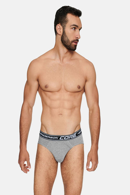Elegantly designed Henderson Classic Cotton Briefs in a refined grey shade, showcasing a snug fit with a wide elastic waistband, ideal for the modern gentleman.