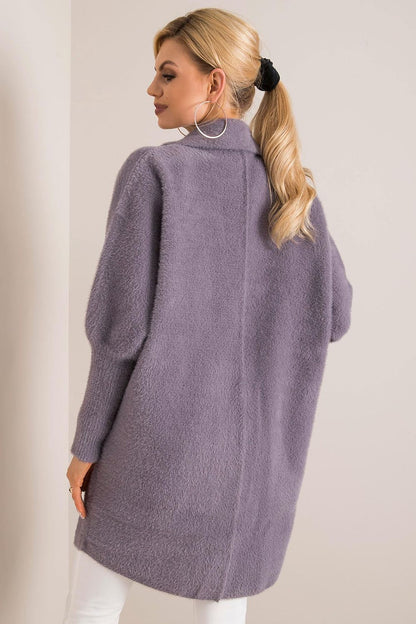 Luxurious back view of a women's soft wool blend coat in light lilac, highlighting the elegant design and premium materials, perfect for a refined autumn wardrobe.