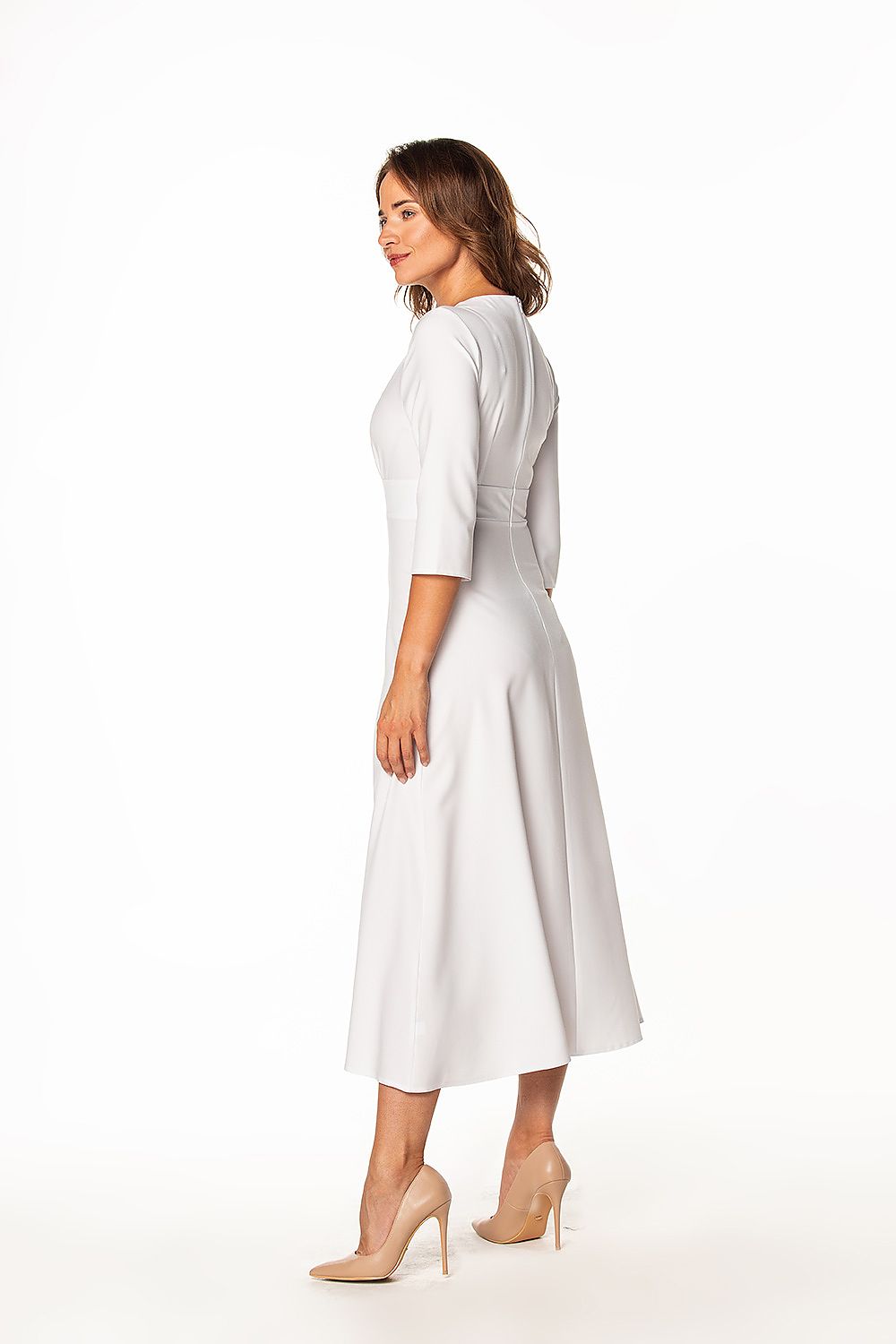 Luxurious Tessita Elegant Maxi Dress featuring 3/4 sleeves and a covered zipper, perfect for sophisticated occasions and flattering all body types.
