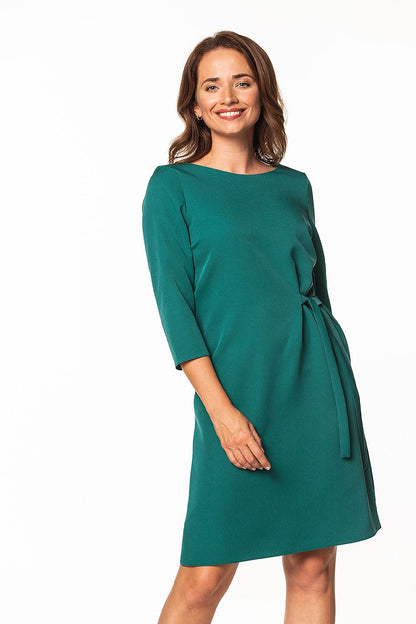 Elegant Midi Dress with Waist Tie & 3/4 Sleeves by Tessita, showcasing sophisticated design and luxurious fabric blend perfect for any occasion.