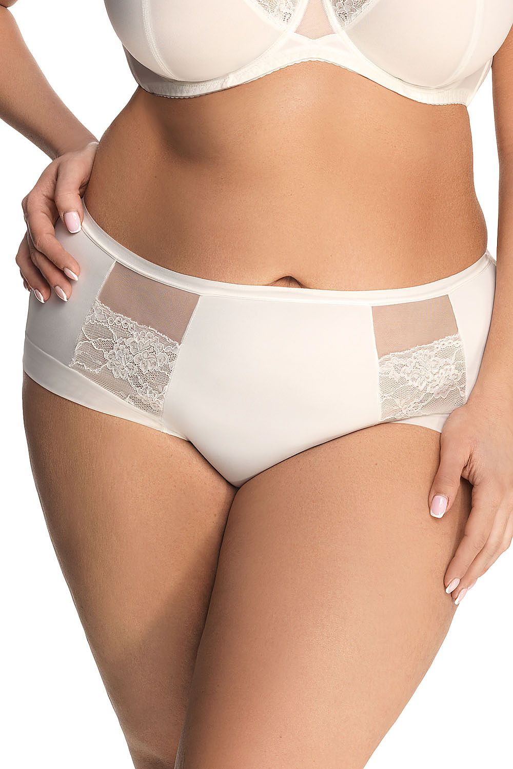 Luxurious Gorsenia microfiber panties featuring elegant lace inserts, designed for sophisticated ladies' underwear. Smooth and stylish, perfect for all-day comfort.
