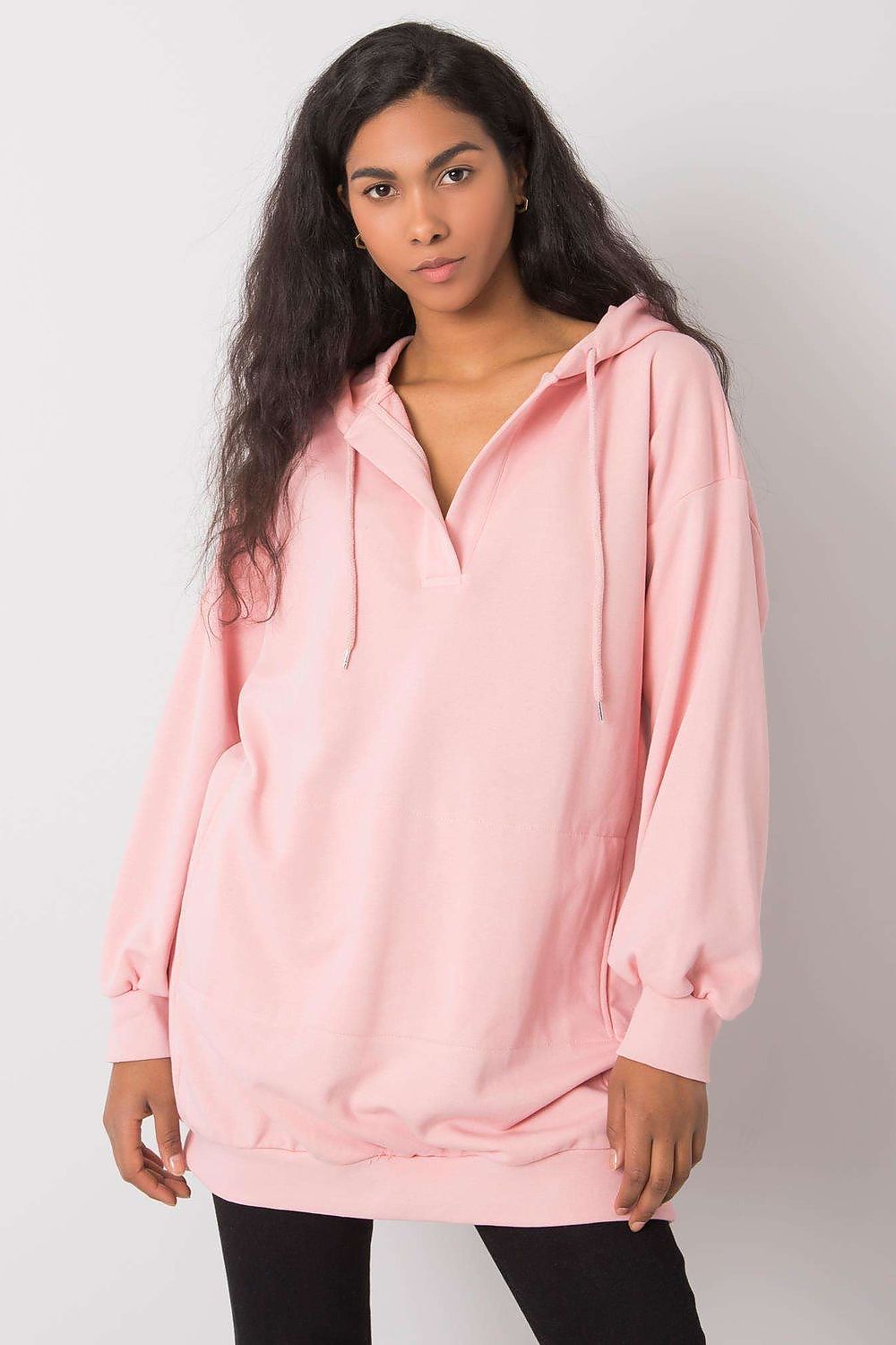 Sophisticated pink women's hoodie with a unique silhouette, perfect for effortless luxury and stylish casual outings.