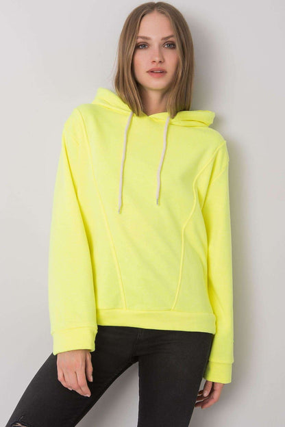 Elegant women's long sleeve yellow hoodie sweatshirt, crafted from a premium cotton blend, ideal for everyday style and comfort.