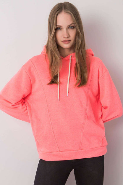 Luxurious women's long sleeve hoodie sweatshirt in vibrant pink, featuring a stylish hood and comfortable fit by Ex Moda, perfect for casual and chic outings.
