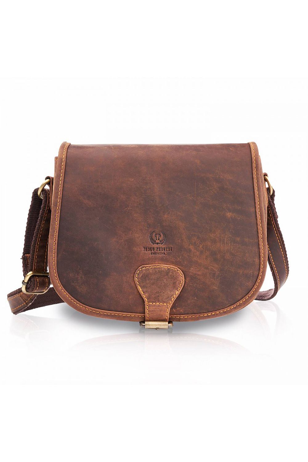 Elegant vintage-style women's handbag crafted from natural leather, featuring a decorative buckle and adjustable shoulder strap, ideal for chic everyday use.