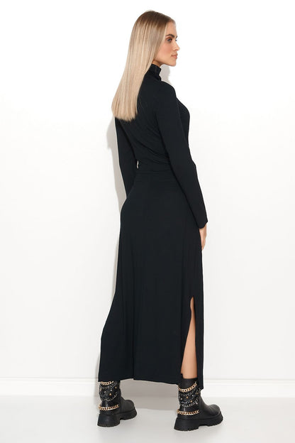 Sophisticated Makadamia Long Turtleneck Daydress with elegant asymmetrical tie, ideal for both formal parties and casual outings.