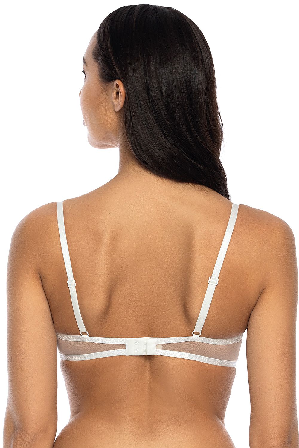 Back view of a well-designed push-up bra with adjustable straps and a secure closure, highlighting premium comfort and craftsmanship in upscale lingerie.
