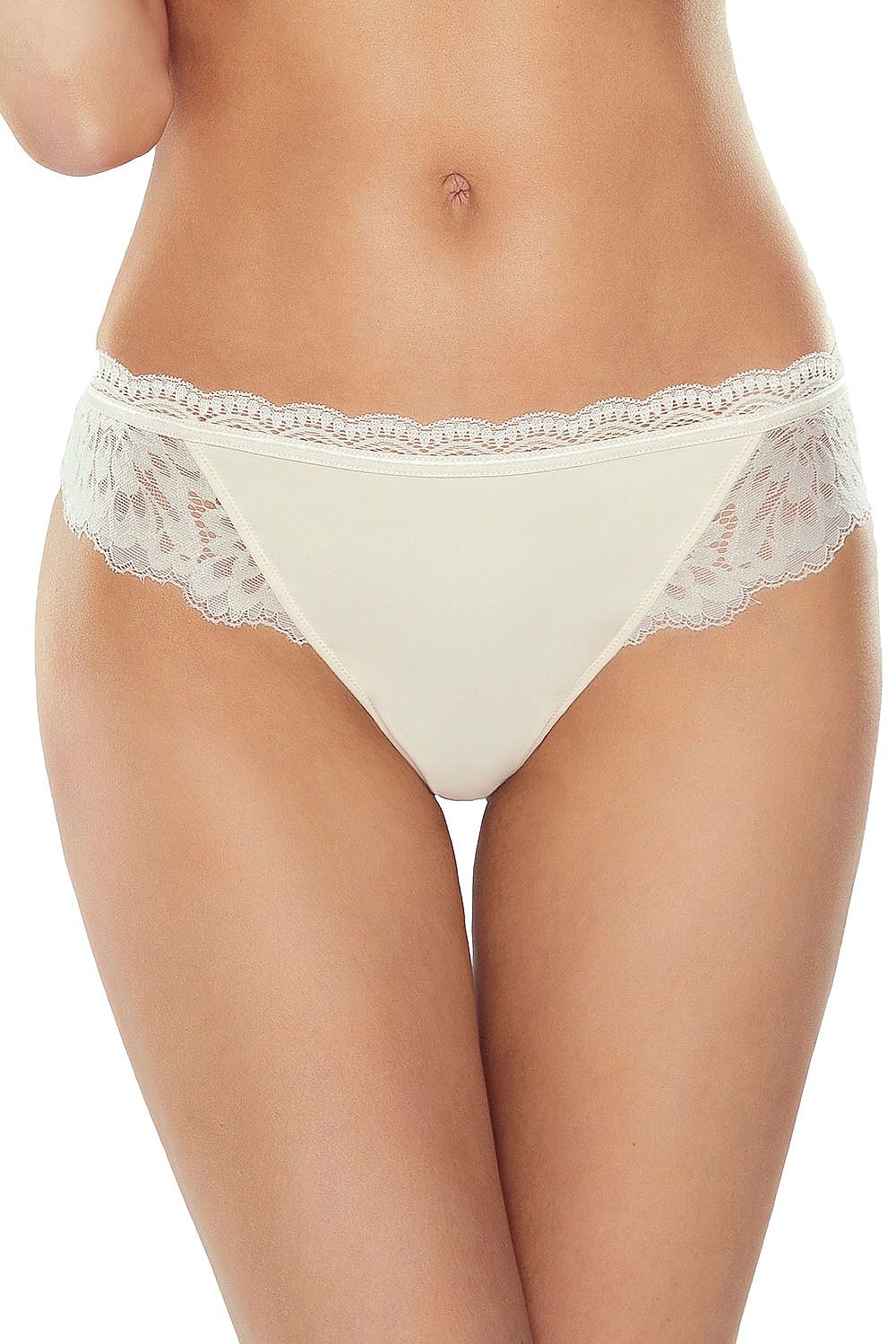 Luxurious Lapinee bra-style panties in elegant cream with intricate lace detailing and microfiber for ultimate comfort. Perfect for a sophisticated, floral-inspired look.