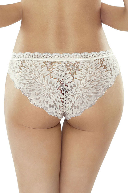 Elegant back view of Lapinee lace panties showcasing a modern floral motif, designed for women who appreciate refined lingerie with a touch of sensuality.