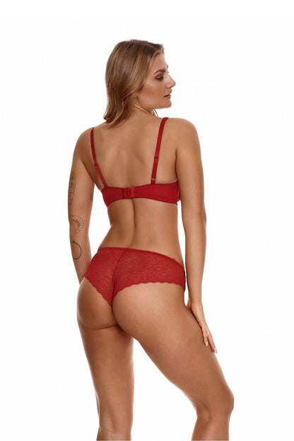 Sensual Red Soft Bra with Black Accents designed by Lupo Line - A luxurious and romantic lingerie piece ideal for medium to large breasts, featuring adjustable straps and a charming bow detail.