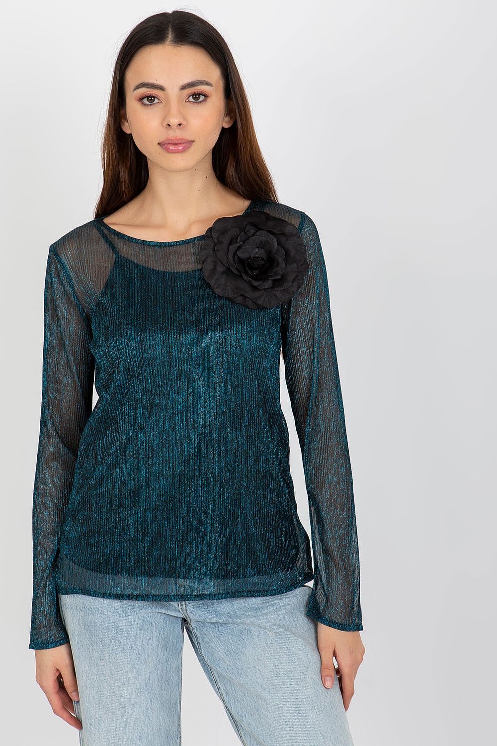 Luxury Lakerta 2-Piece Blouse worn elegantly on a model, highlighting the stylish long sleeves and sophisticated design.