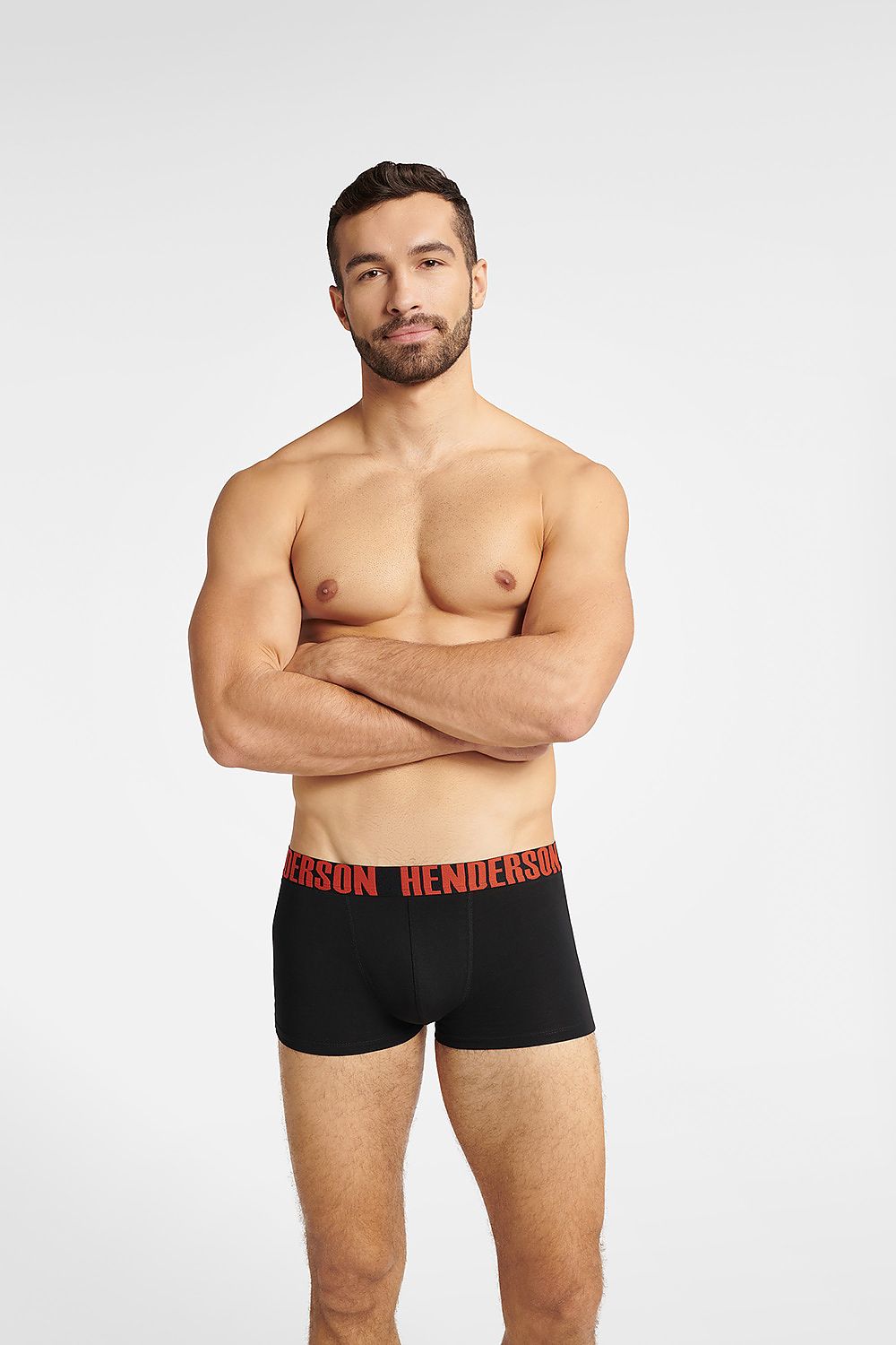Henderson Set of 3 Black Cotton Boxer Shorts showcasing their comfortable fit and stylish elastic waistbands, perfect for luxury lounging.