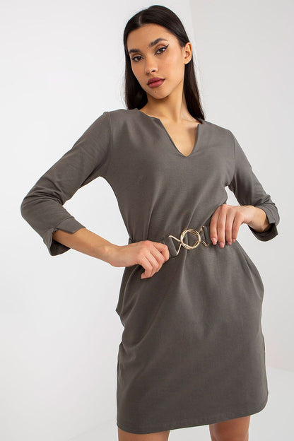 Och Bella Cotton Blend Sweatshirt Dress with Heart Neckline and Belt - Elegant and versatile design perfect for any occasion.