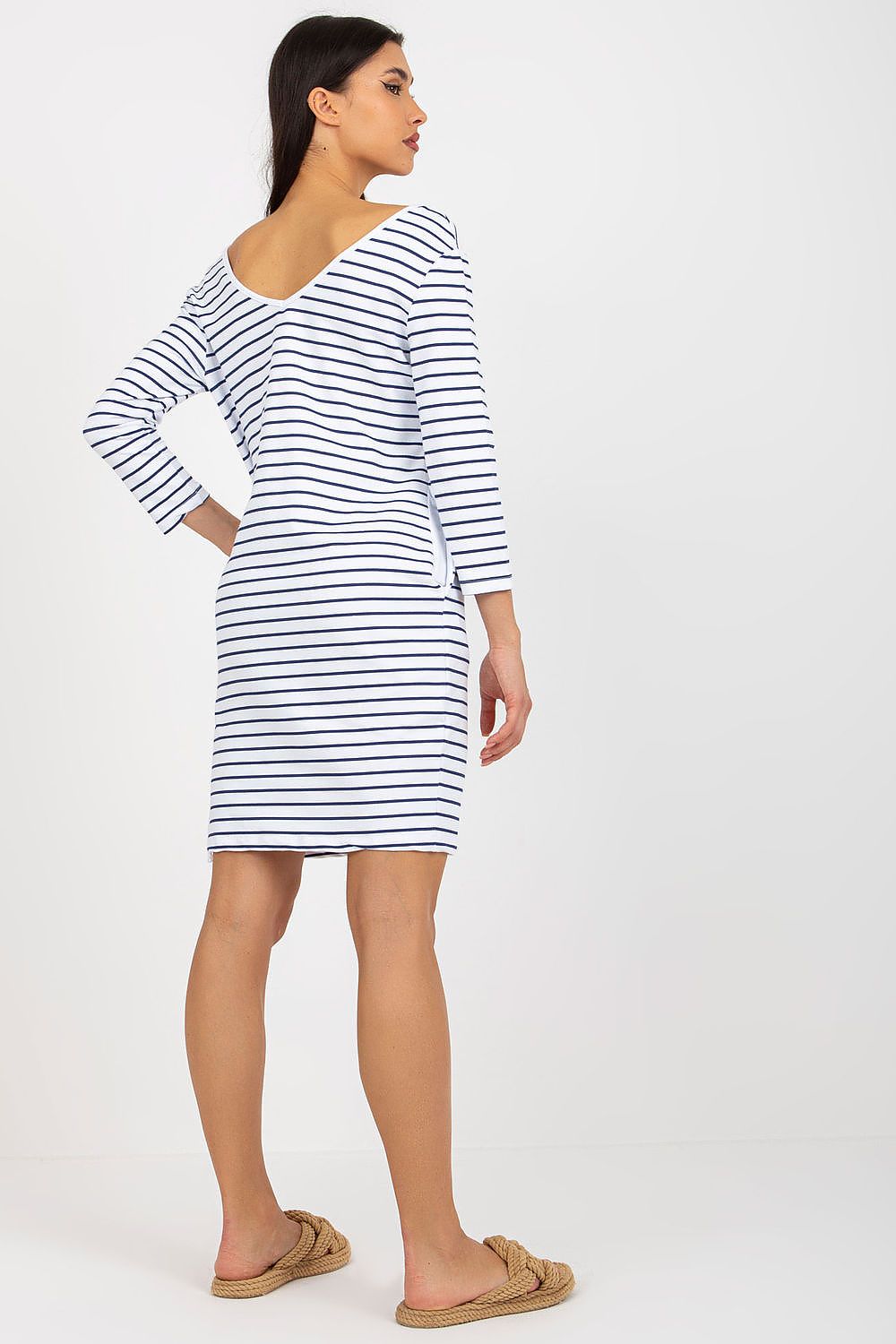 Back view of the Elegant Och Bella Sweatshirt Dress with Heart Neckline, showing luxury and sophistication, available in sizes S to XL.