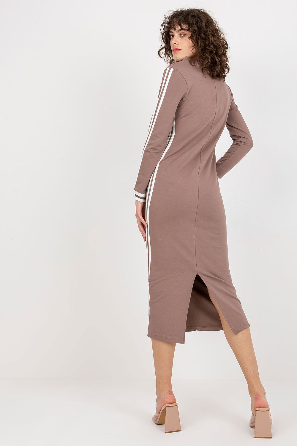Elegant Pencil Cut Daydress with Long Sleeves and V-Neck displayed on a hanger, illustrating its perfect fit and elegant silhouette.