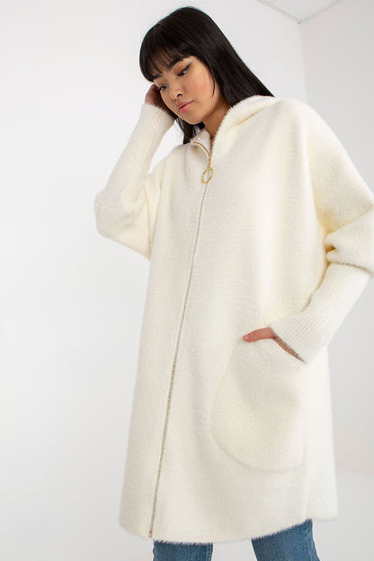 Luxury Women's Coat MBM with Hood, featuring a zippered design, long sleeves, and large pockets for added elegance and functionality.