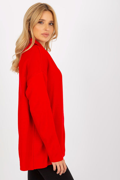 Luxurious Rue Paris Loose Cut Sweater with Heart Neckline and Long Sleeves, perfect for everyday wear, displayed elegantly in soft fabric.