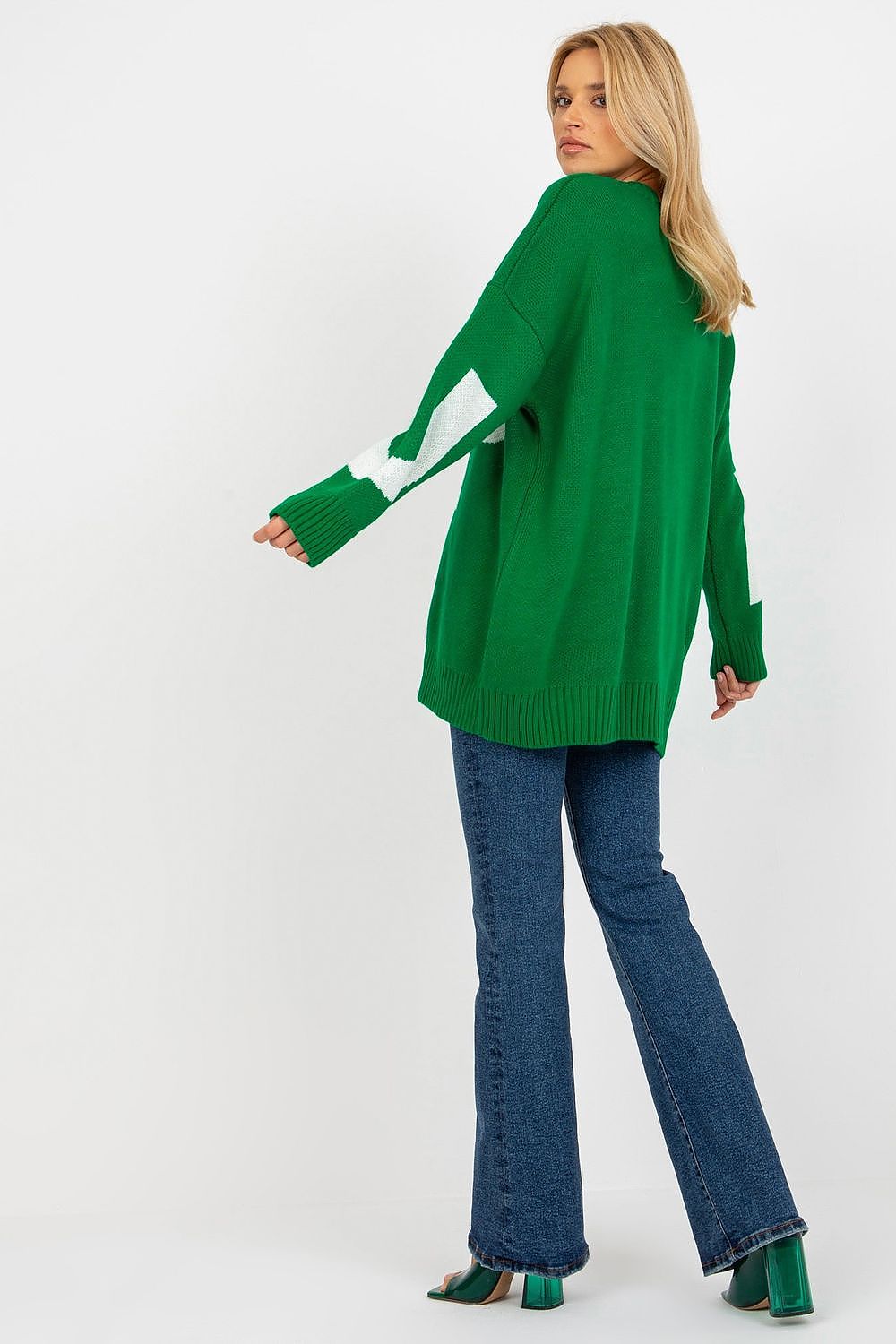 Elegant Long Sleeve Jumper by Rue Paris displayed on a stylish hanger, emphasizing its sophisticated styling.
