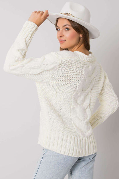Close-up of the Luxurious Women's Cardigan by Rue Paris showcasing the elegant button-down design and heart neckline.