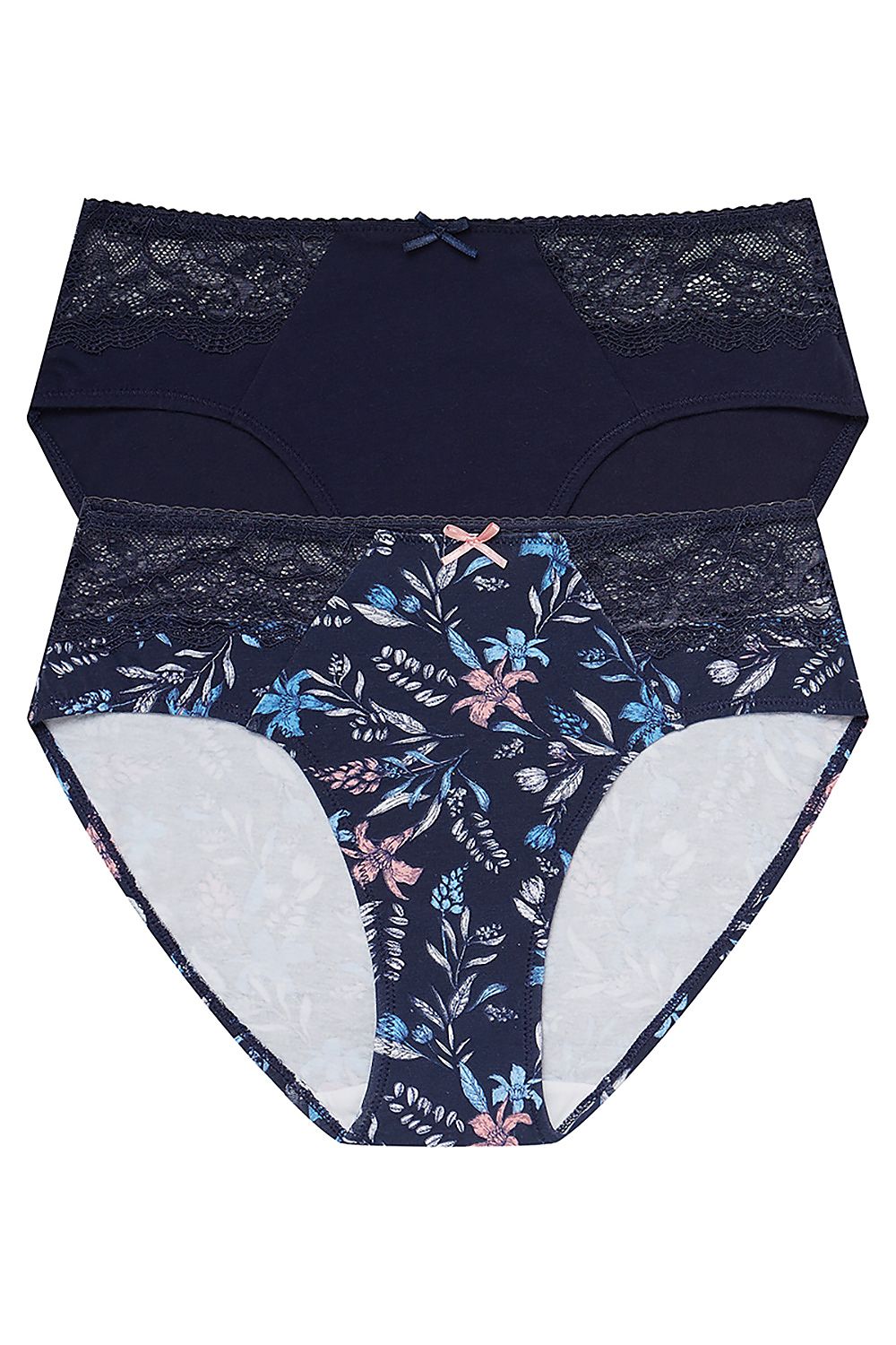 Henderson HALLY Classic Cotton Lace Panties 2-Pack for Women showcasing elegant design and comfortable fit, featuring intricate lace inserts and soft cotton material.