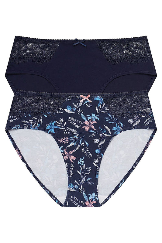 Henderson HALLY Classic Cotton Lace Panties 2-Pack for Women showcasing elegant design and comfortable fit, featuring intricate lace inserts and soft cotton material.