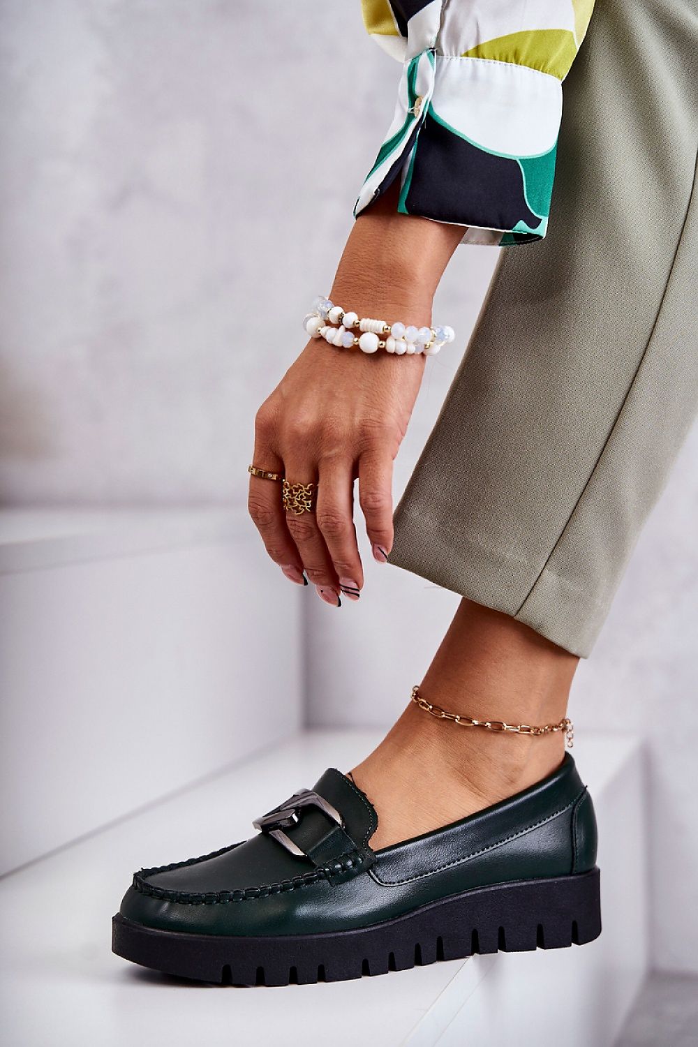 Elegant Half Shoes - Classic Loafers featuring eco leather craftsmanship and chic plastic decoration, perfect for both pants and skirts.