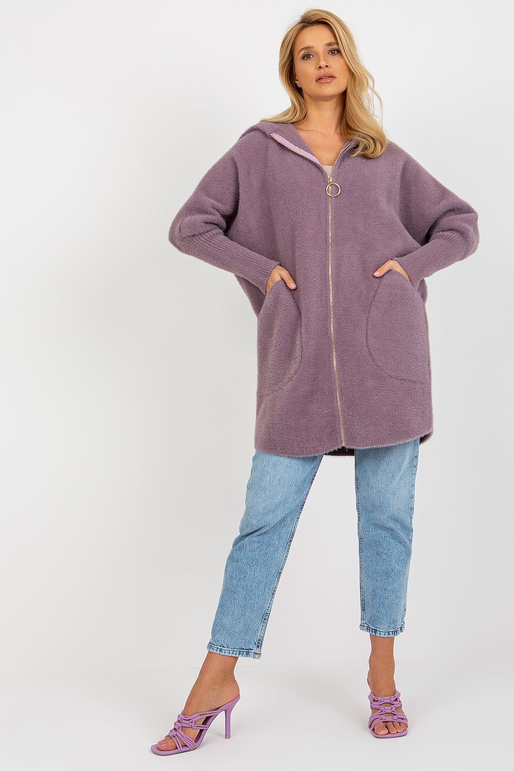 Chic Luxury Women's Coat MBM with Hood, showcasing the elegant zippered design and spacious pockets.