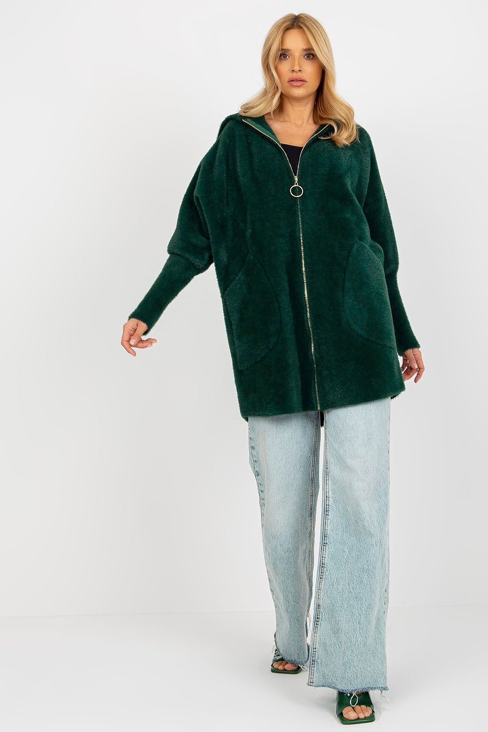 Elegant Luxury Women's Coat MBM with Hood, designed with a sleek zippered closure and spacious pockets, perfect for sophisticated style.