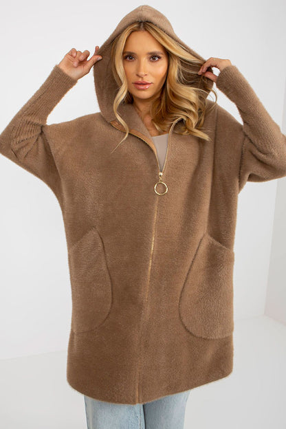 Luxury Women's Coat MBM with Hood, Long Sleeves, Zippered Design & Large Pockets - Stylish and warm coat suitable for chilly weather.