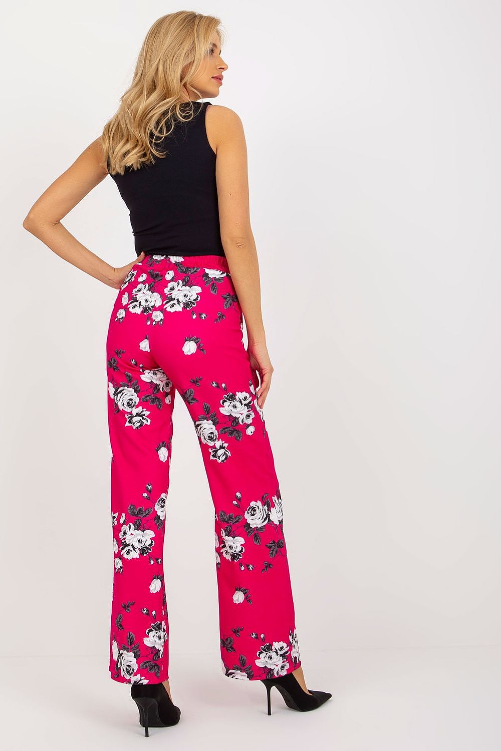 Elegant High-Waisted Women’s Wide-Leg Trousers by Lakerta - Comfortable Cotton Blend, showcasing the luxurious fabric and stylish design.