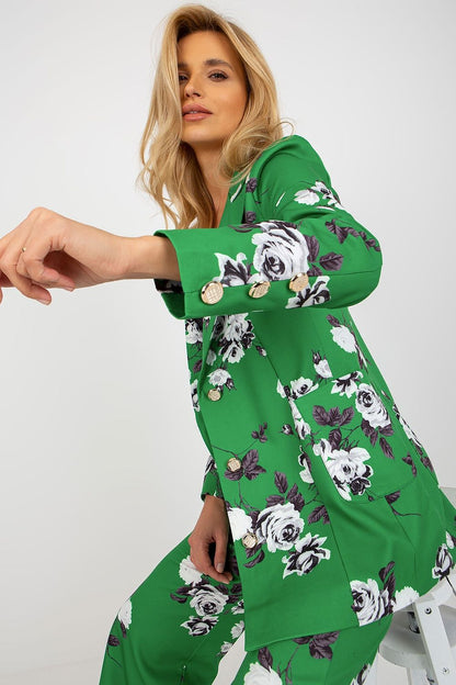 Elegant Long-Sleeved Women's Lakerta Jacket With Button Closure – Fully Lined Cotton Blend in classic black, showcasing a sophisticated silhouette.