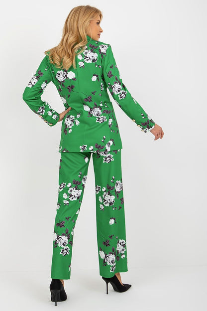 Close-up of the button closure on the Elegant Long-Sleeved Women's Lakerta Jacket – Fully Lined Cotton Blend, highlighting the luxurious fabric texture.