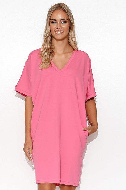 Luxury Makadamia Kimono Dress with Heart Neckline and Pockets showcased elegantly, highlighting its casual cotton blend style and minimalist design.