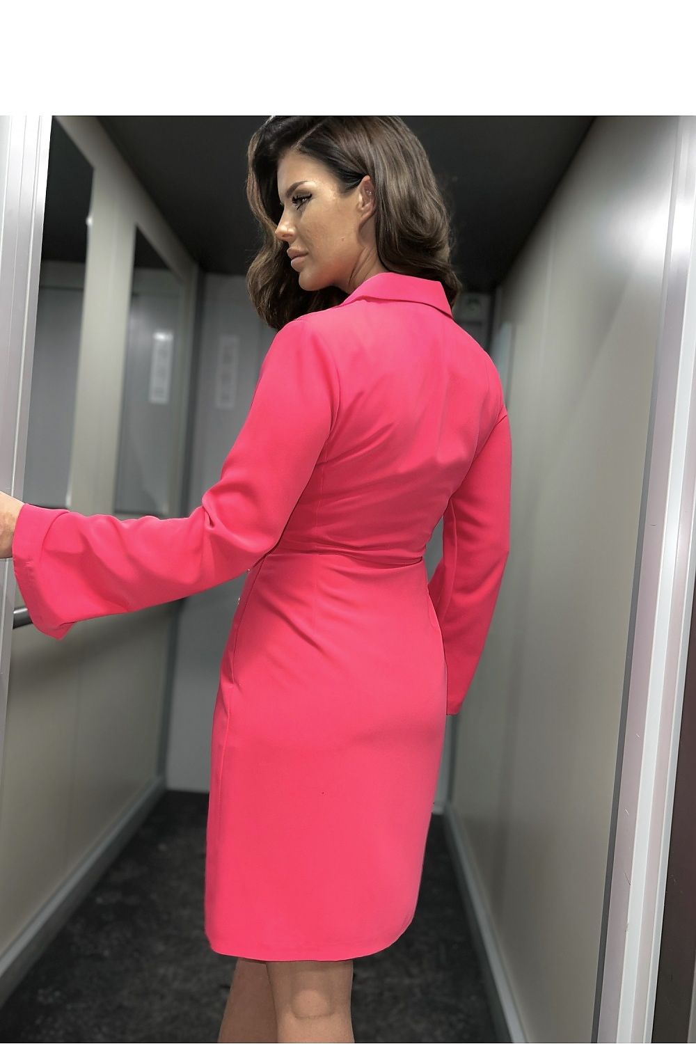 Detailed view of the Elegant By O La La Cocktail Dress With Heart Neckline And Cut-Out Waist, emphasizing the elegant heart neckline and chic style.