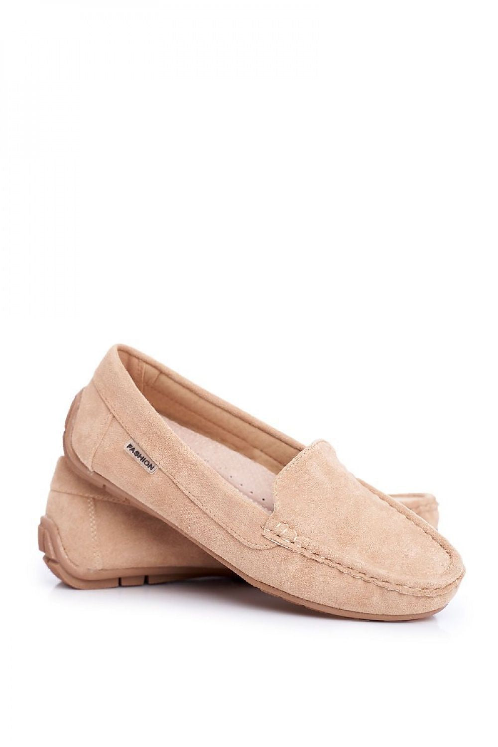 Stylish pair of lightweight suede moccasins displayed elegantly, showcasing a natural leather insole, crafted by Step in Style for sophisticated comfort.