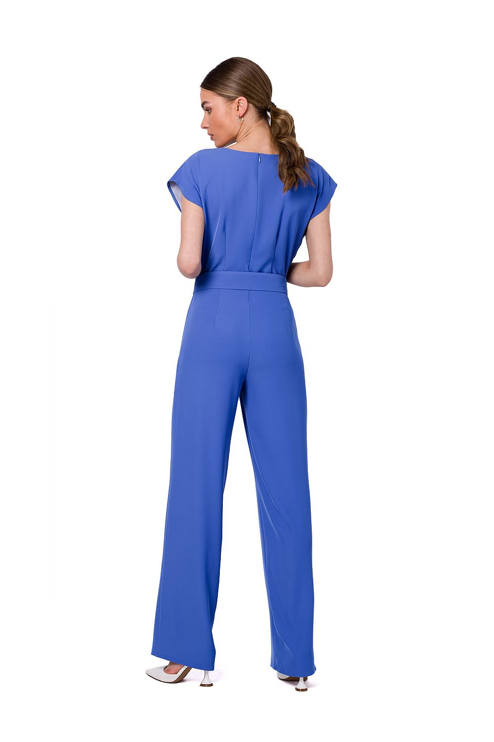 Stylove beautiful blue jumpsuit displayed from the back, showcasing its elegant design and fabric, perfect for upscale events.