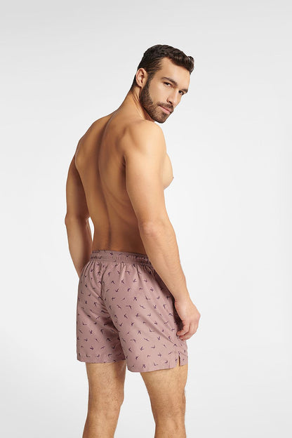 Stylish back view of Men's GABLE Bright Pink Swim Trunks by Henderson, highlighting adjustable features and comfortable fit, perfect for summer days.