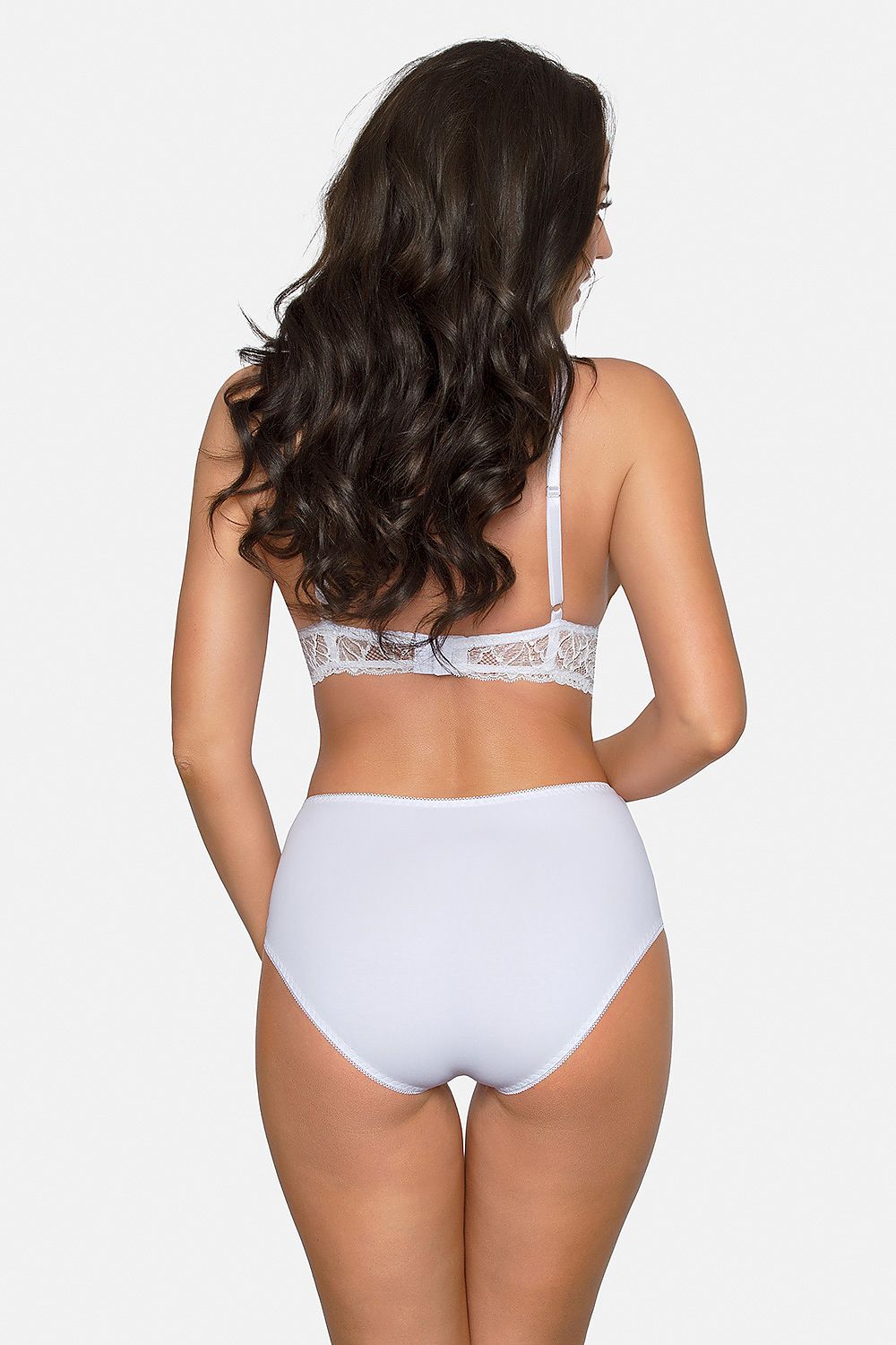 Elegant back view of luxurious cotton lace panties by Babell, highlighting the soft fabric and delicate lace accent. Perfect for everyday comfort.