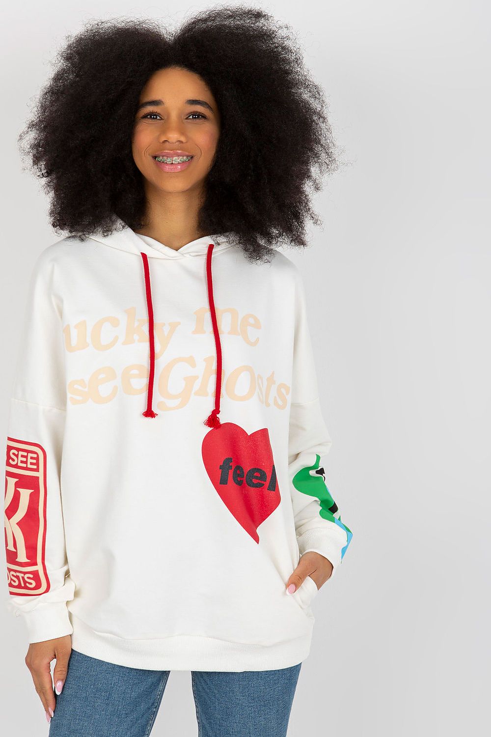 Luxurious women's hoodie sweatshirt designed by Fancy, highlighting bold lettering and a stylish aesthetic for a modern look.
