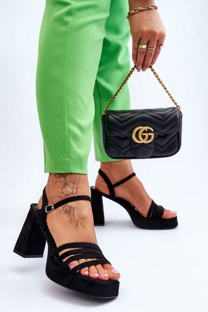 Sophisticated black women's heel sandals with sleek design and adjustable straps, perfect for various occasions, crafted from high-quality eco suede by Step in Style.