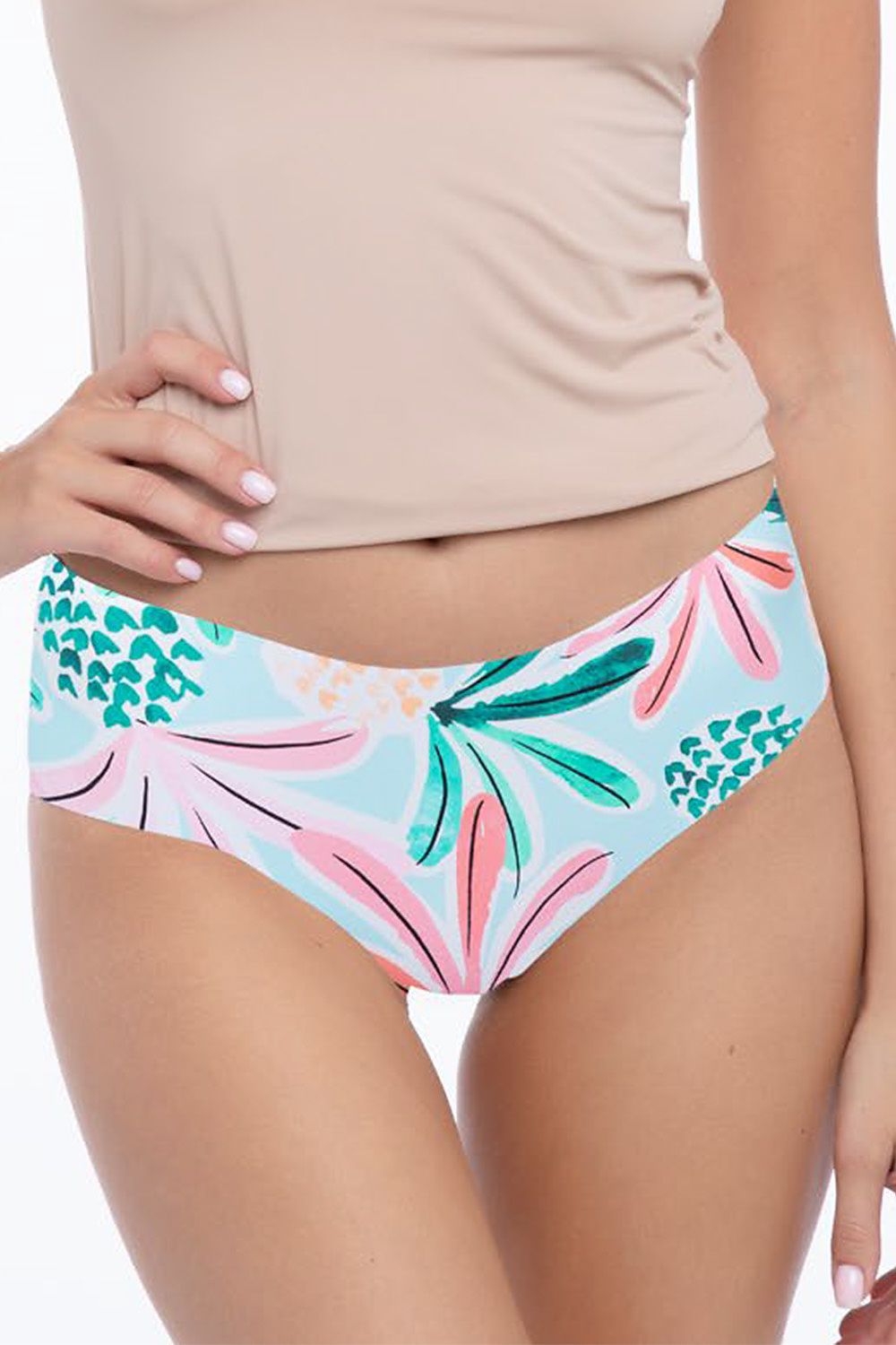 Julimex Pina Colada Simple Panties featuring a seamless design with vibrant floral print, perfect for stylish comfort.