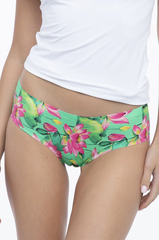 Luxurious Julimex Lotus Simple women's seamless panties in vibrant floral design, showcasing comfort and elegance with soft knit fabric.
