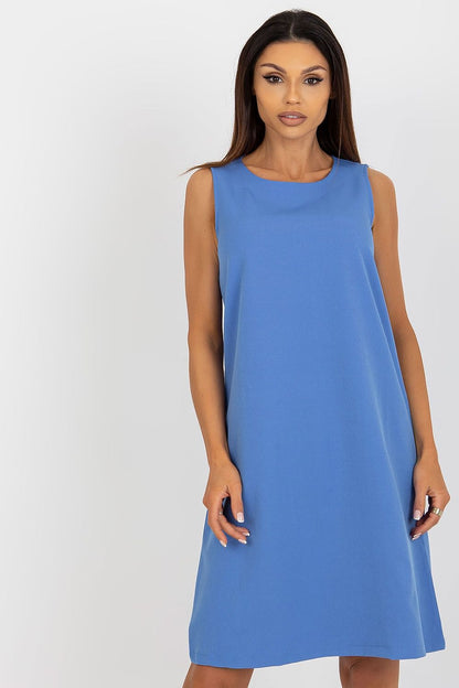 Elegant Och Bella sleeveless daydress in blue, showcasing a simple yet sophisticated design, ideal for various occasions.