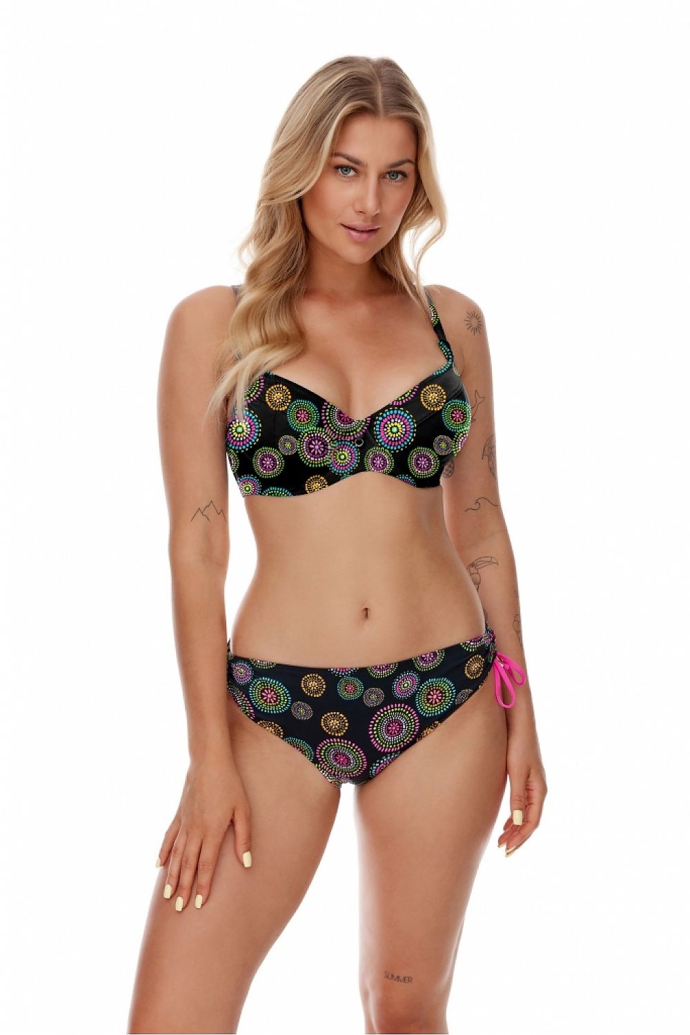 Elegant Lupo Line Women's Swimming Bra featuring underwire support, adjustable straps, and a vibrant knitted fabric design, ideal for enhancing curves with luxurious comfort.