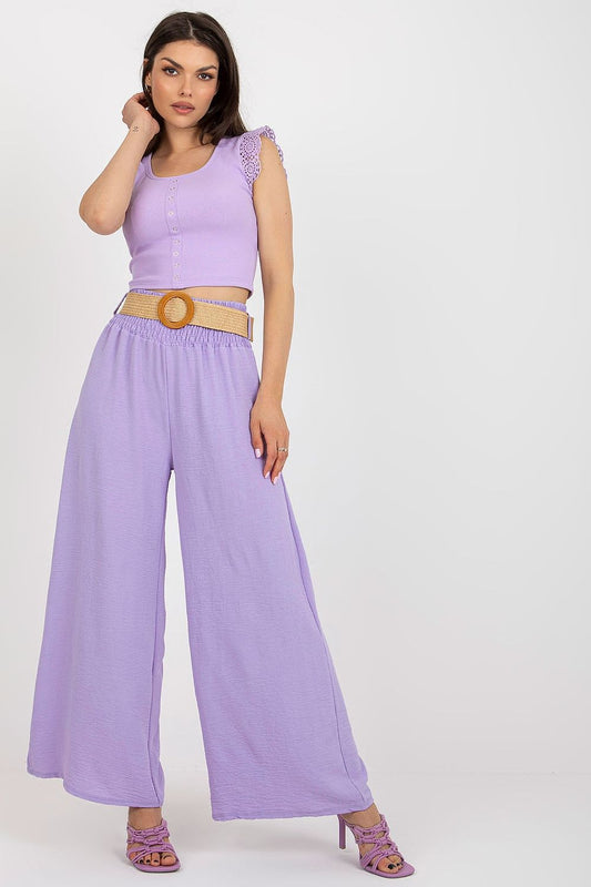 Luxurious Italy Moda Women's High Rise Wide Leg Trousers, featuring a sophisticated design with belt, ideal for versatile fashion.