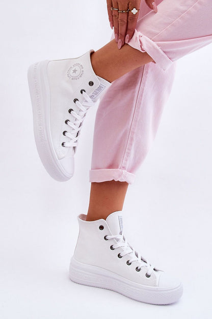 Elegant Big Star women's high-top sneakers crafted from soft fabric, featuring a decorative logo and plush insole for ultimate comfort - Step in Style collection.
