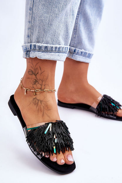 Fashion-forward women's flip-flops with a non-slip sole and eco-friendly comfort insole, showcasing luxury and style from Step in Style.