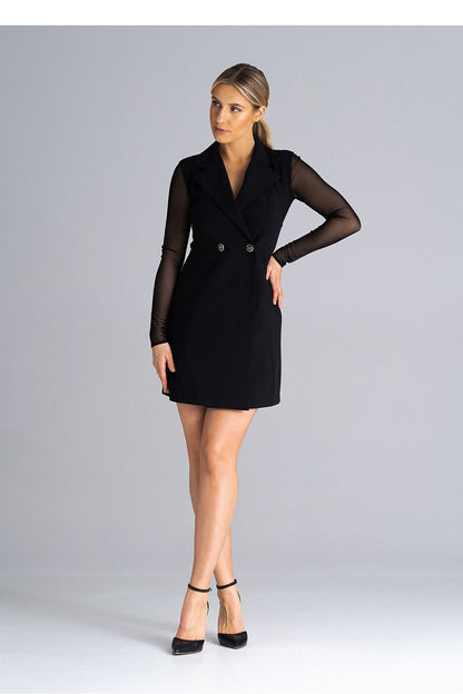 Chic Figl mini jacket dress crafted from a blend of premium materials, designed with long sleeves and an alluring mesh back for a luxurious look.