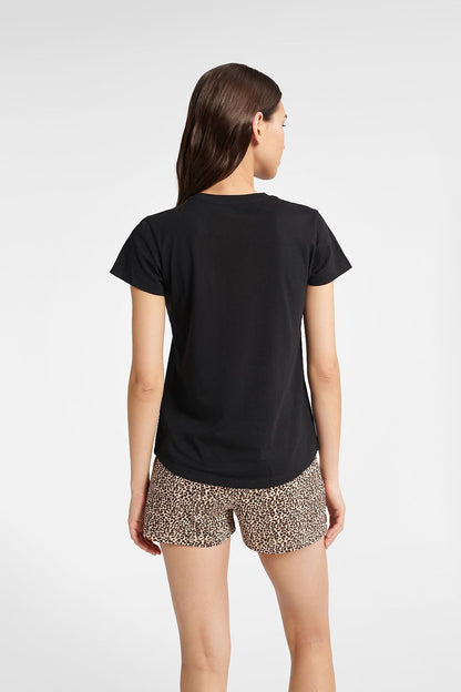 Close-up view of Henderson's Women's Luxury Cotton Pyjama Set, showcasing premium fabric and stylish animal print details, designed for effortless relaxation.